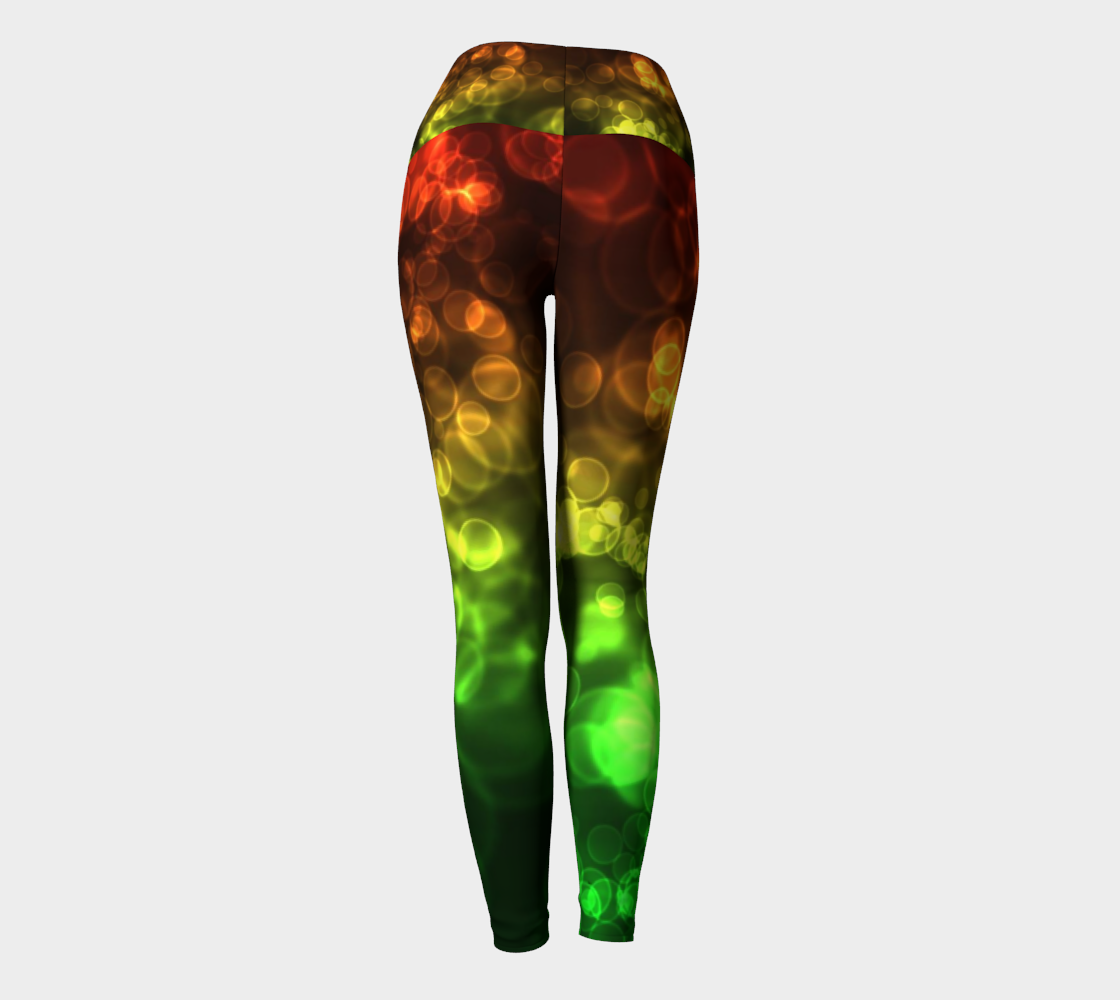 Red Green Bokeh Light Yoga Leggings