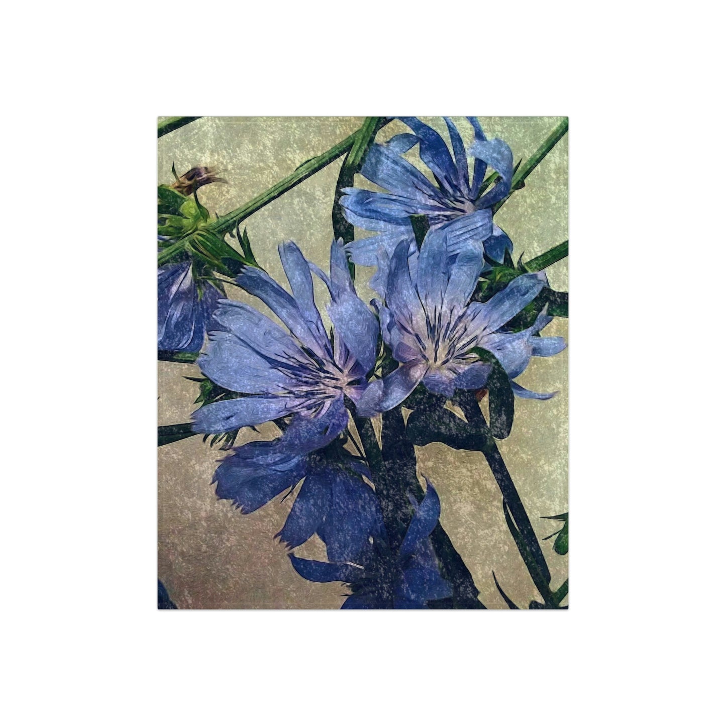 Blue Wildflower Crushed Velvet Blanket