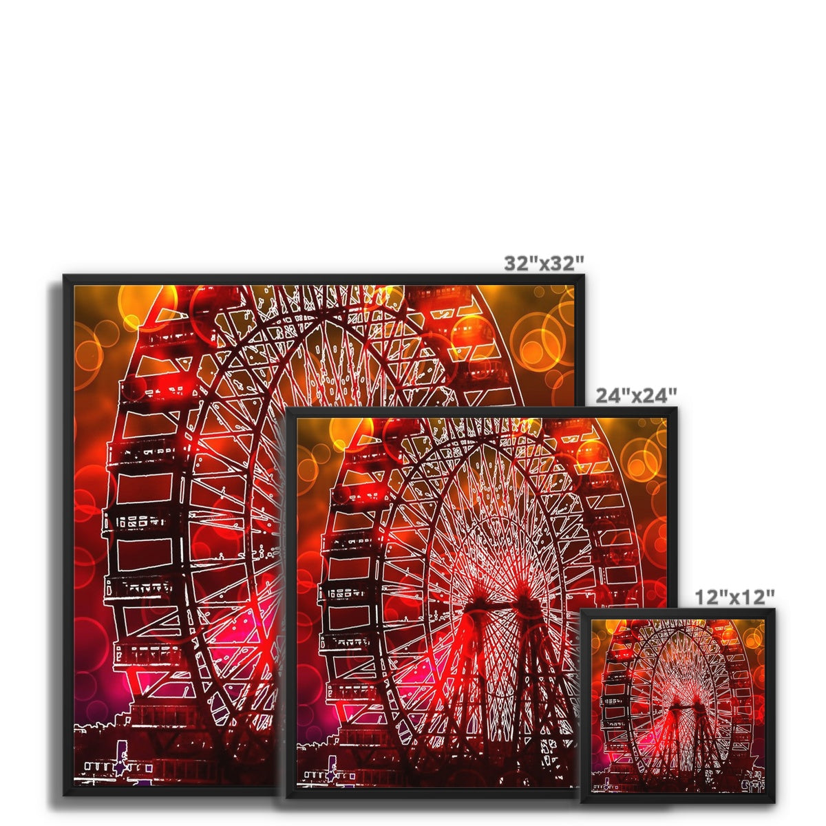 Bokeh Light Ferris Wheel Framed Canvas