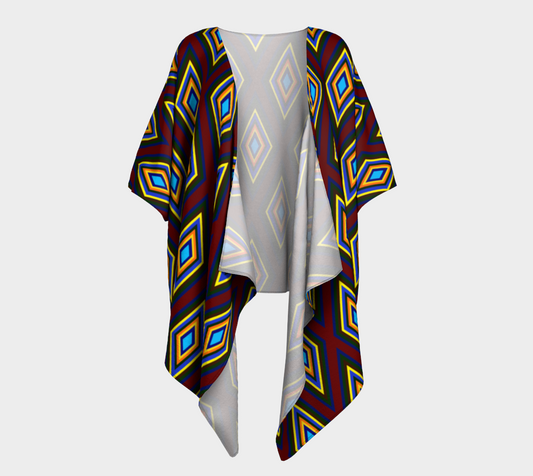 Colorful Diamonds Variation 1 Draped Kimono