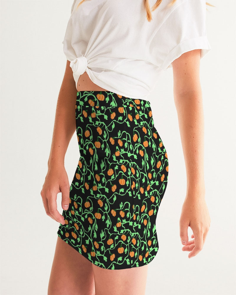 Pumpkin and Vines Patttern Women's Mini Skirt