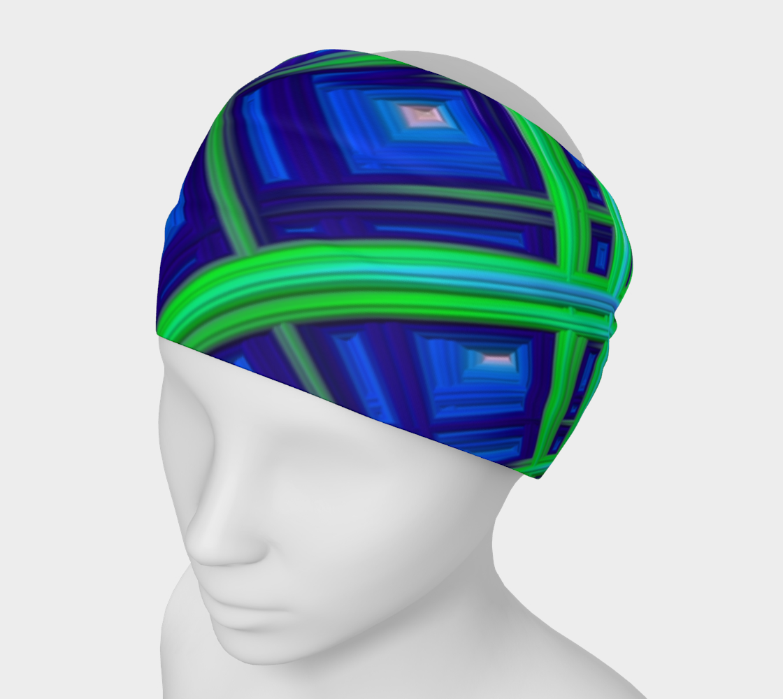 Green Blue Square Fractal Headband