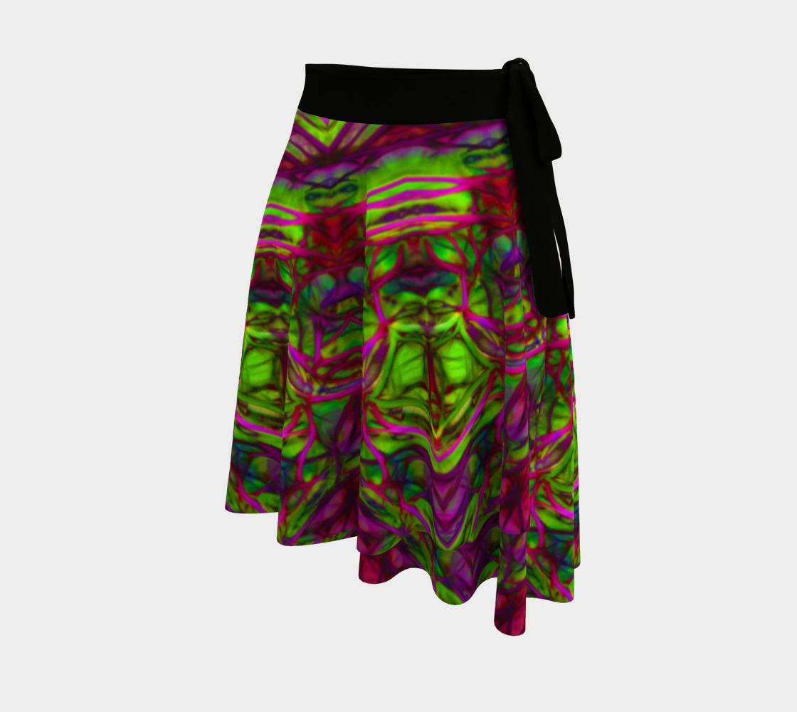 Green Pink Abstract Wrap Skirt