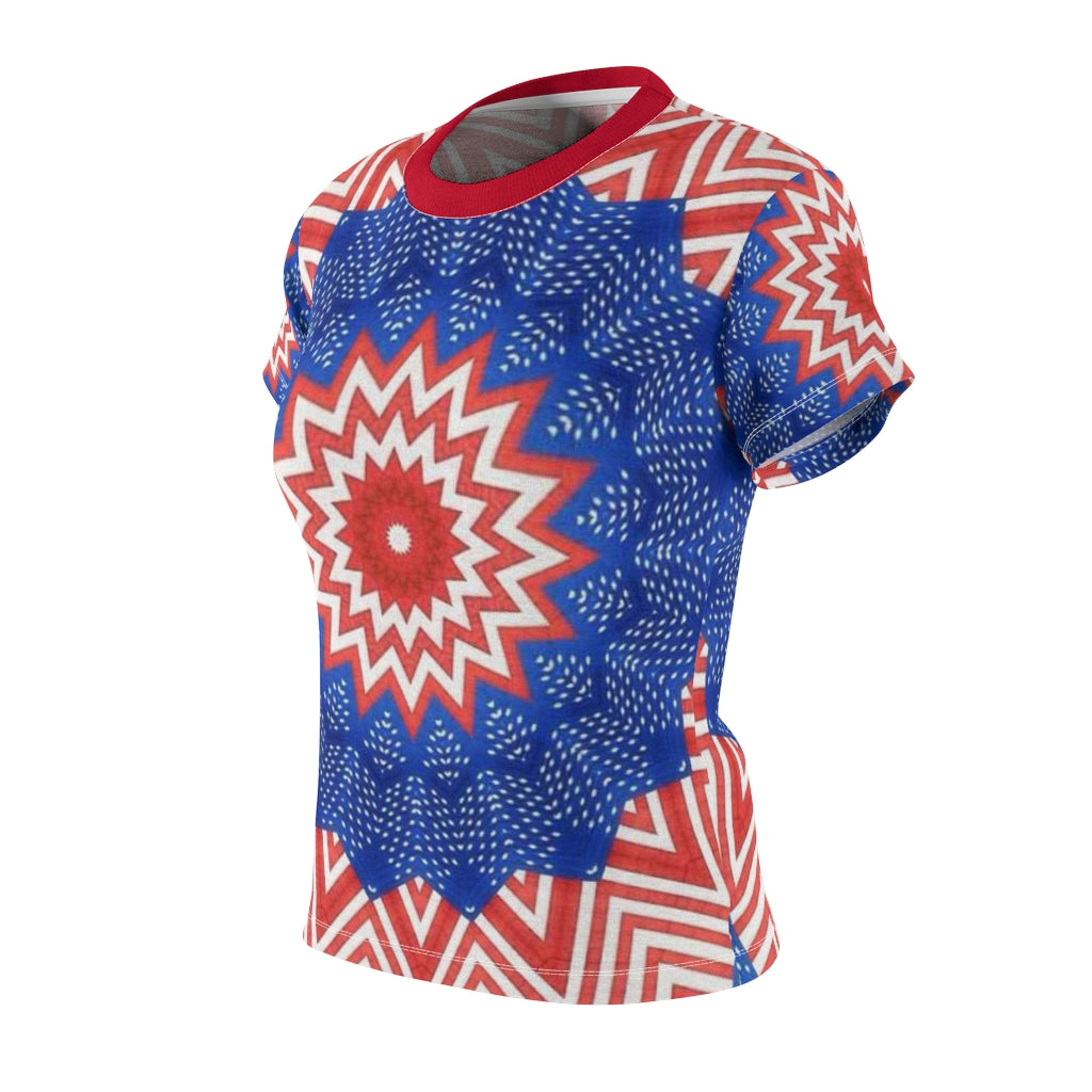 Stars and Stripes Pattern Women's AOP Cut & Sew Tee