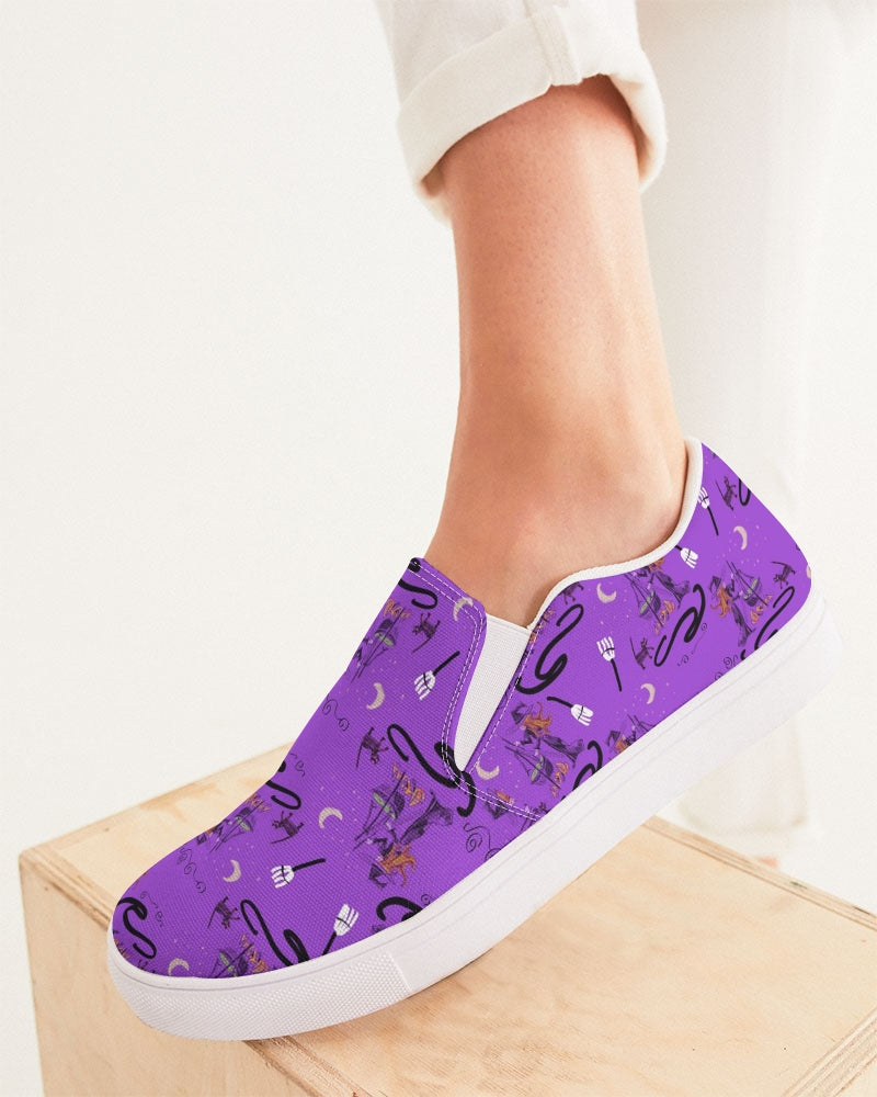 Witch Cat Cauldron Pattern Women's Slip-On Canvas Shoe