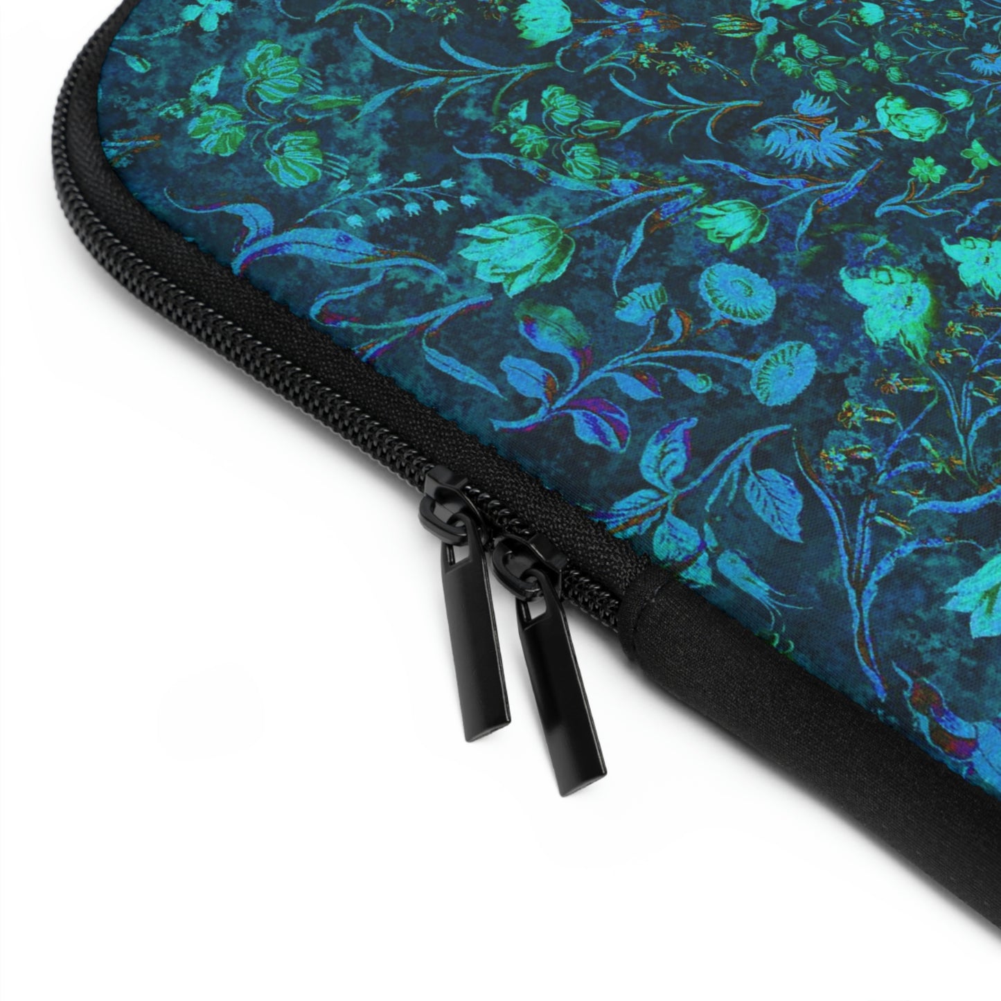 Blue Green Medieval Flowers Laptop Sleeve