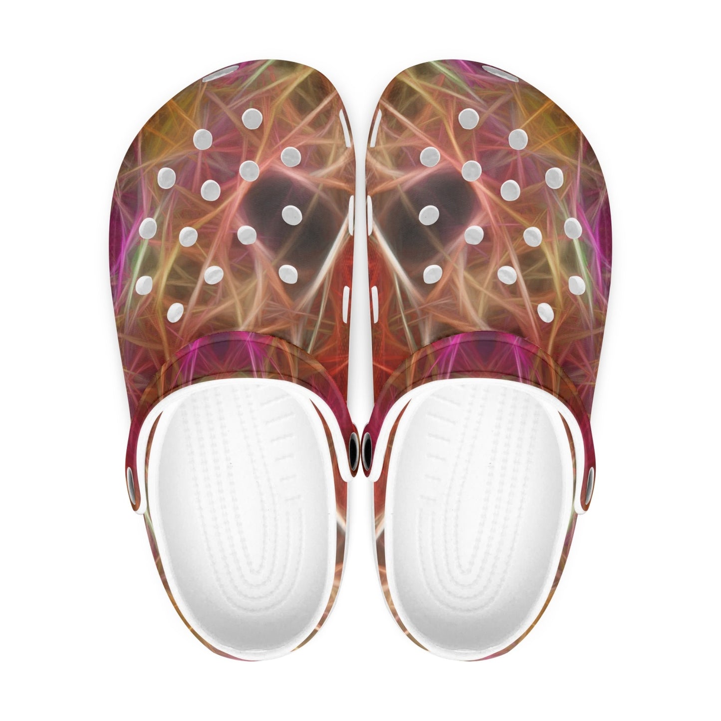 Pink and Cream Kaleidoscope 413. All Over Printed Clogs