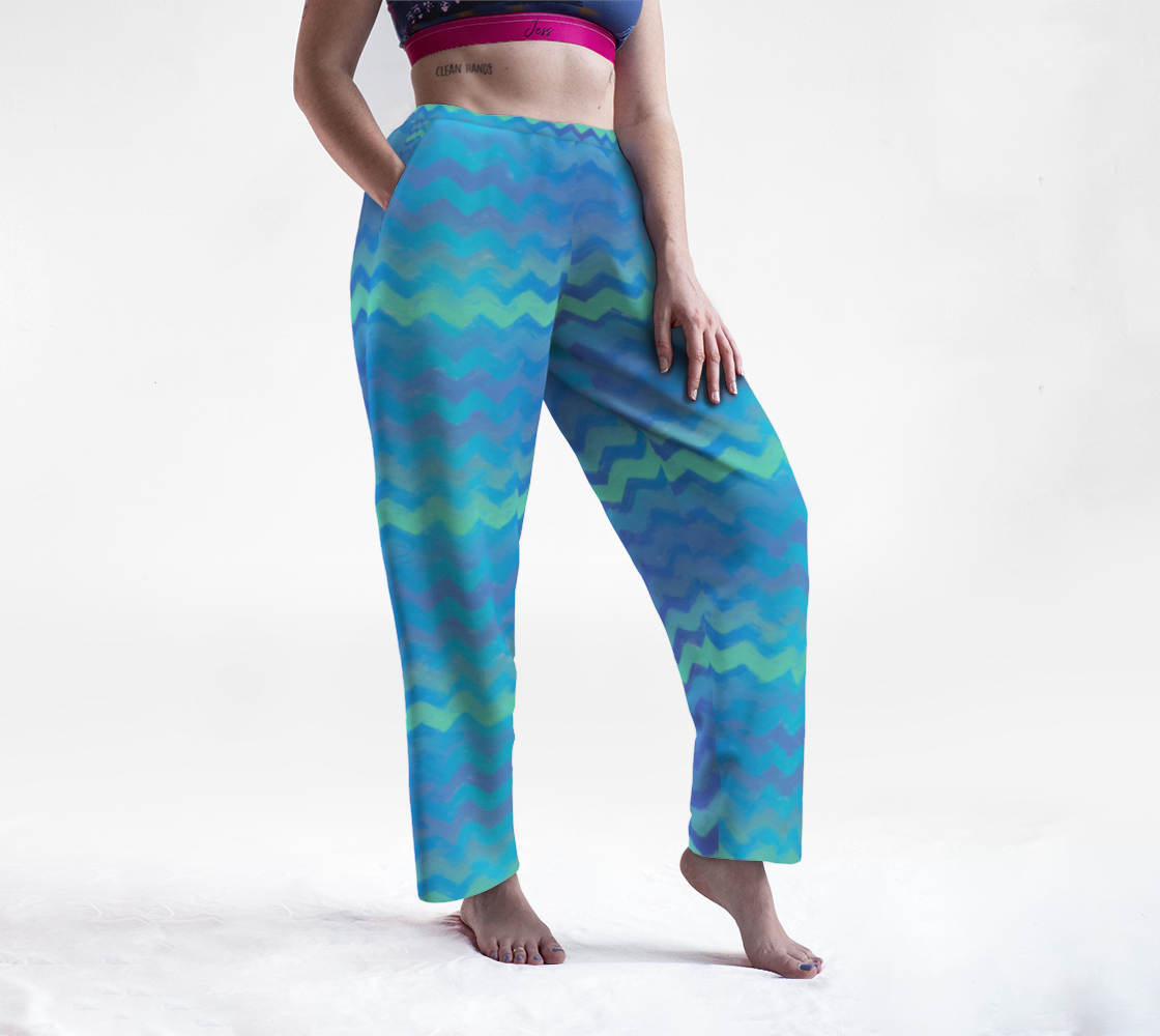 Blue Green Mermaid Stripes Lounge Pants