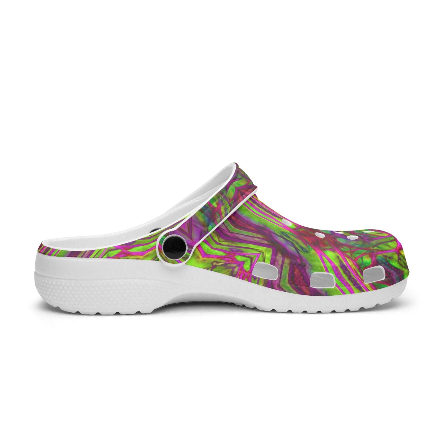 Green and Pink Kaleidoscope 413. All Over Printed Clogs