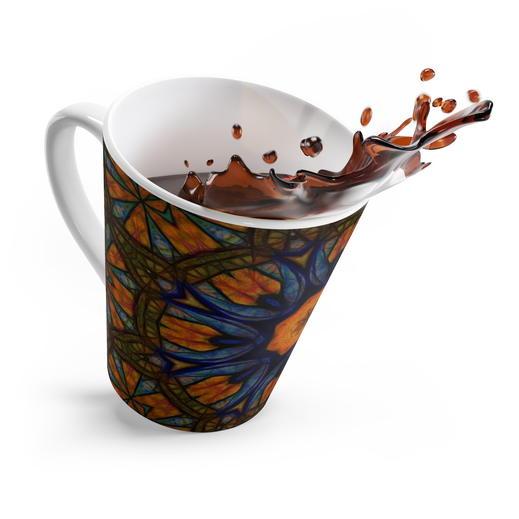 Blue Orange Sketchy Kaleidoscope Latte Mug