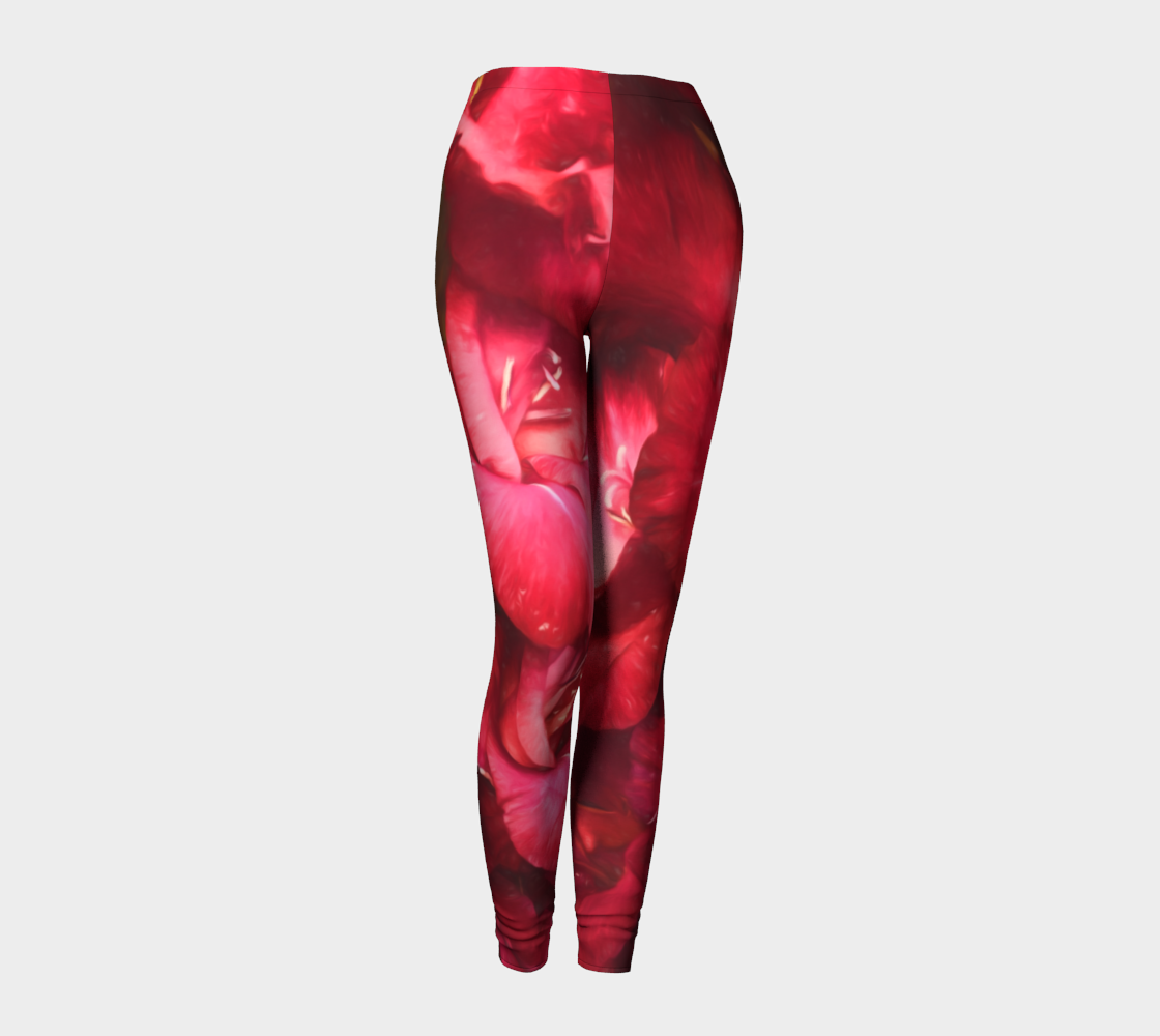 Red Gladiolas on Black Leggings