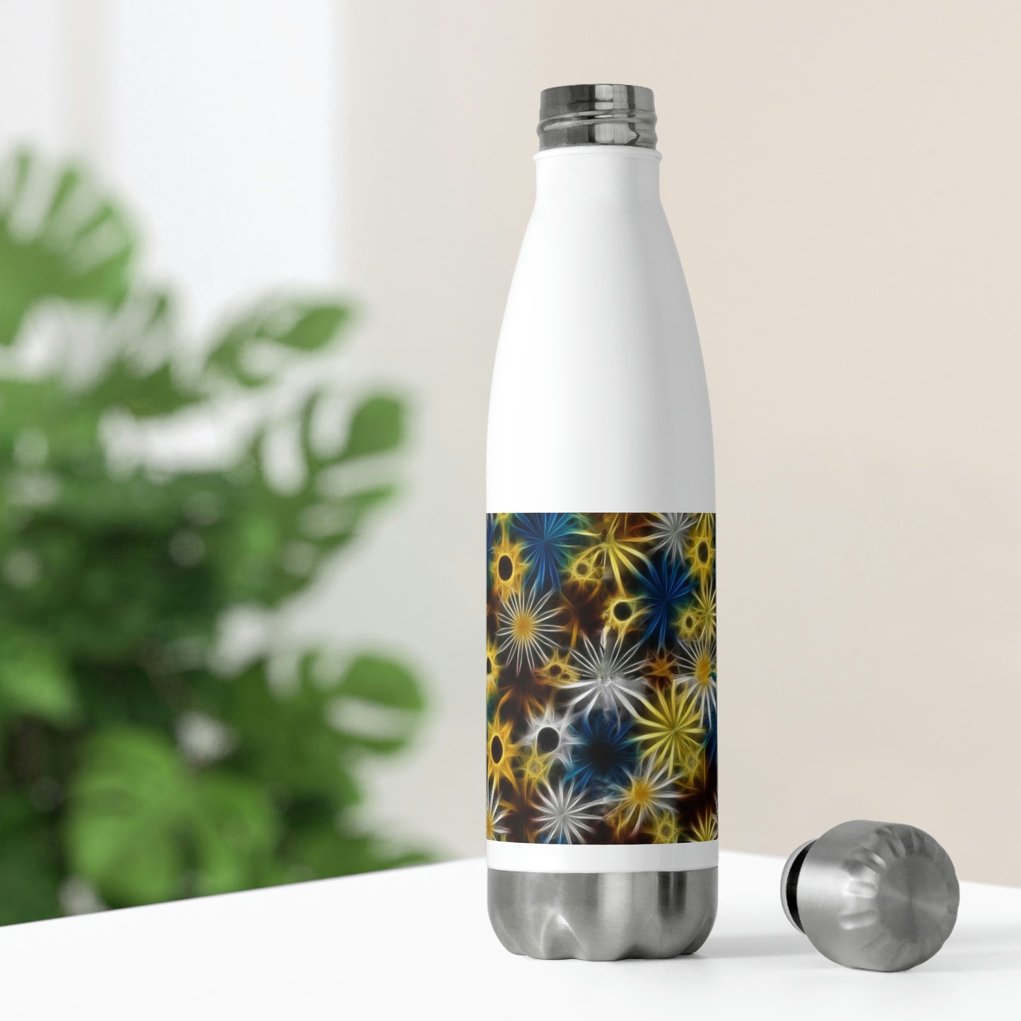 Blue and Yellow Glowing Daisies 20oz Insulated Bottle