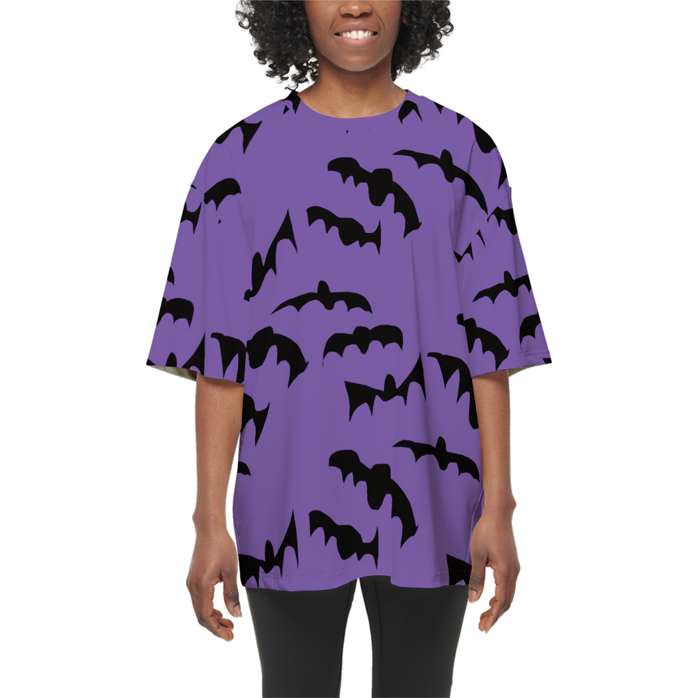 Bats Pattern Women’s Oversized Short-Sleeve T-Shirt-Heavyweight 225g