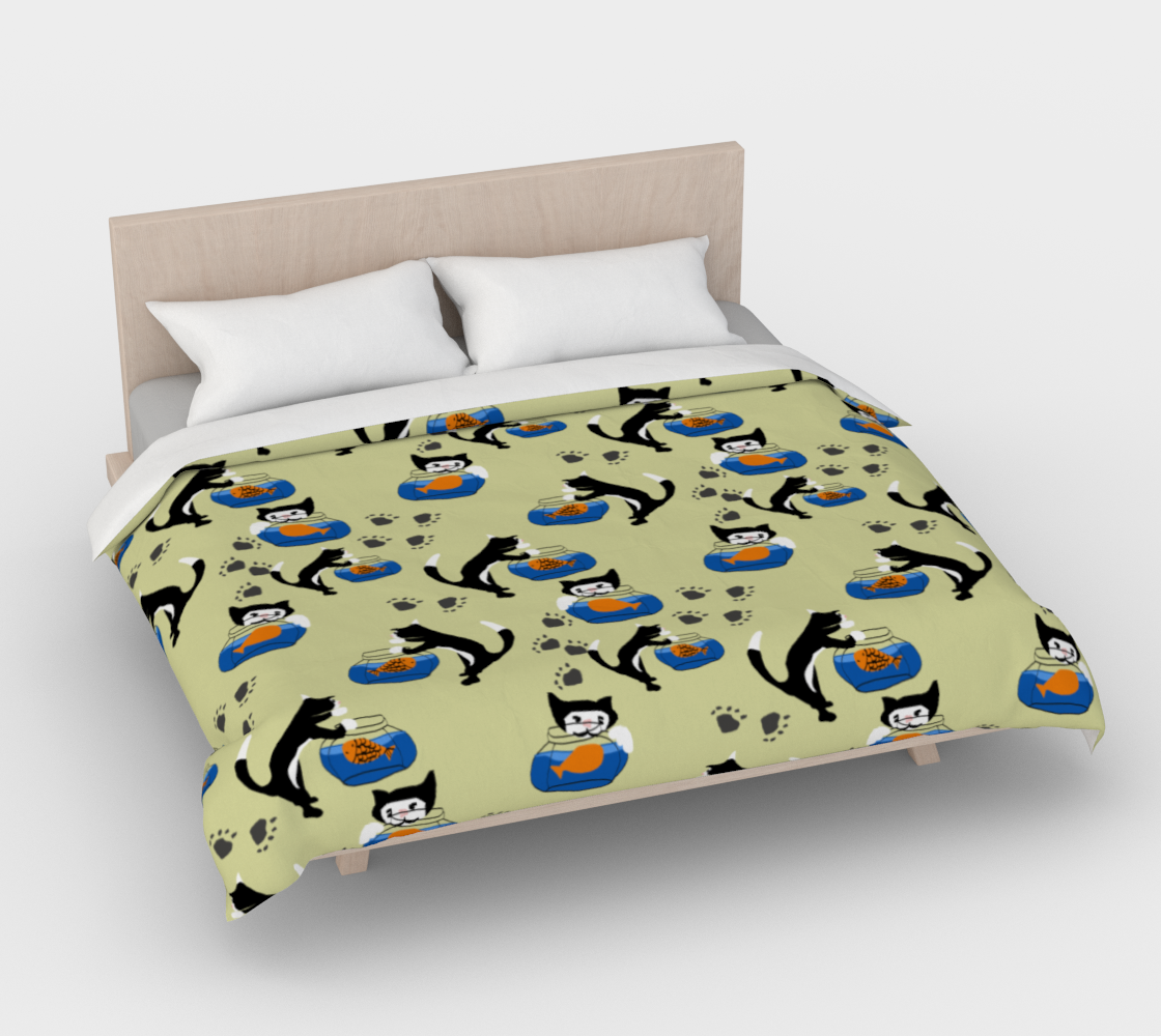 Cat and The Fishbowl Duvet Cover