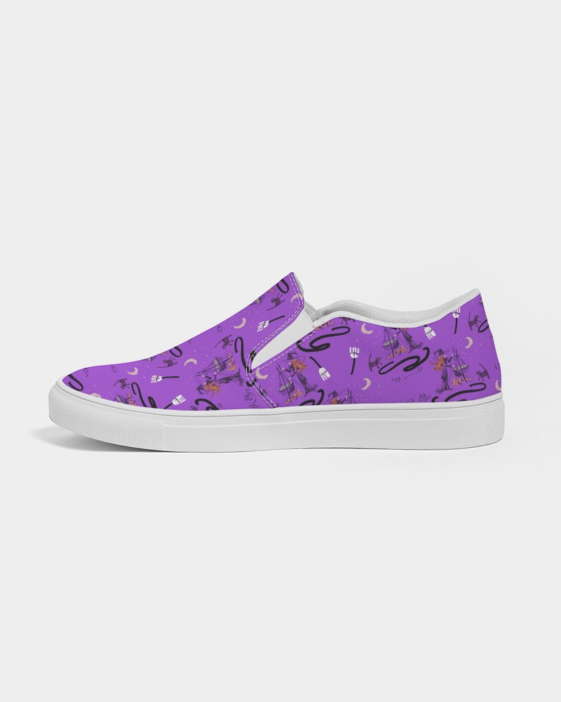 Witch Cat Cauldron Pattern Women's Slip-On Canvas Shoe