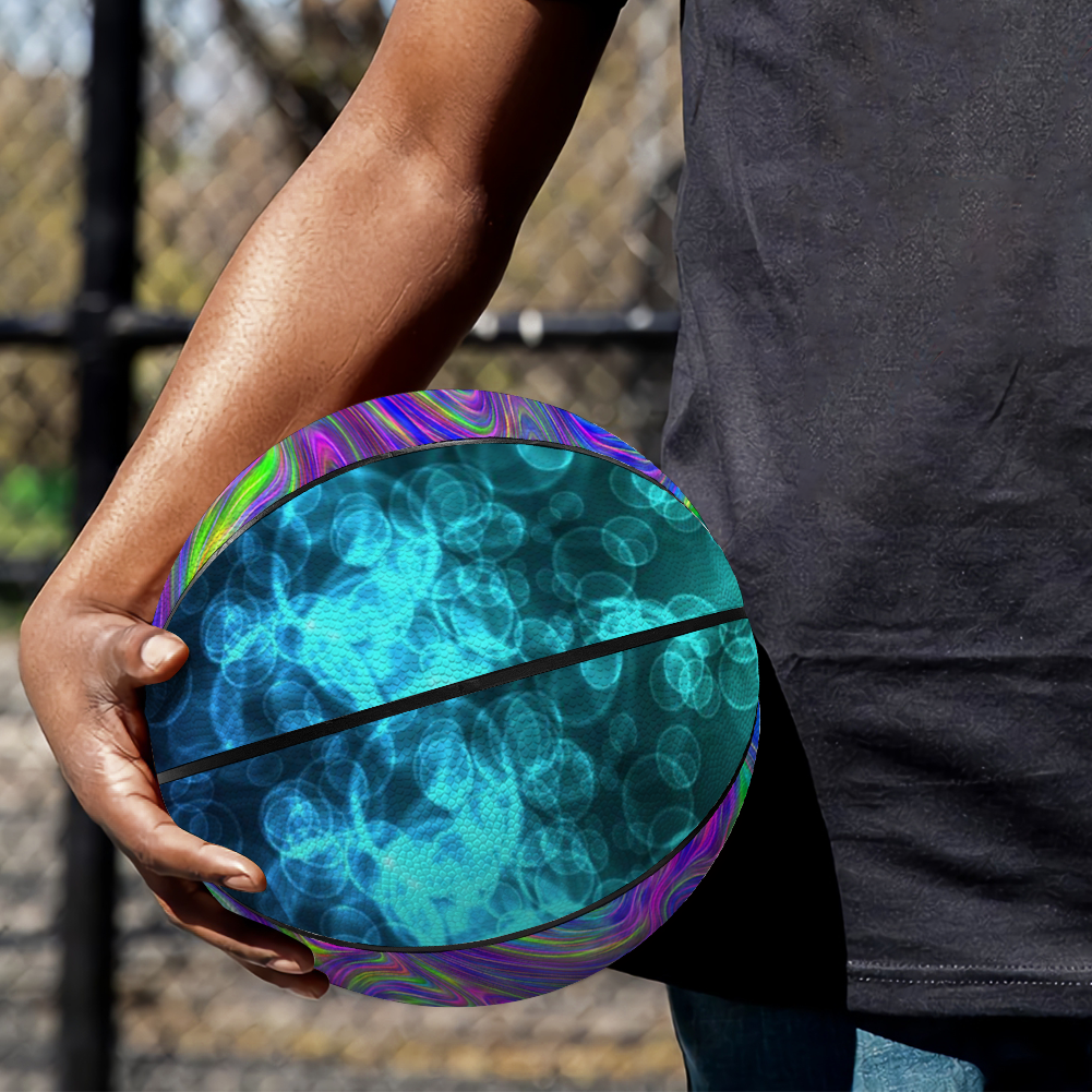 Abstract With Blue Ocean Bokeh Customized Basketball for All Ages and Levels Custom Full Pads Personalized Basketball