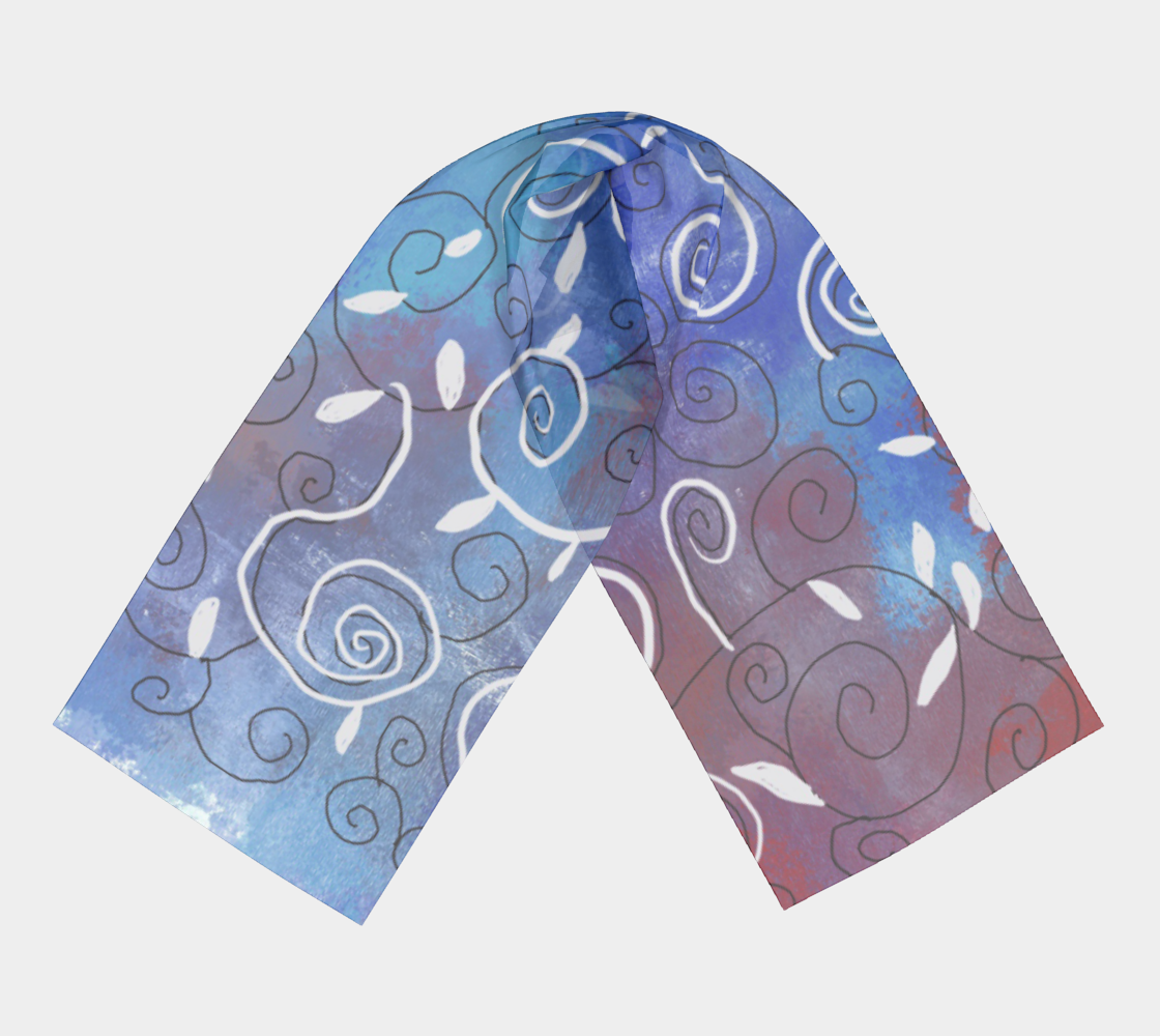 Blue and White Swirls Long Scarf