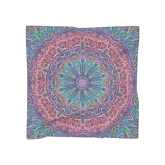 Blue and Pink Kaleidoscope Poly Scarf