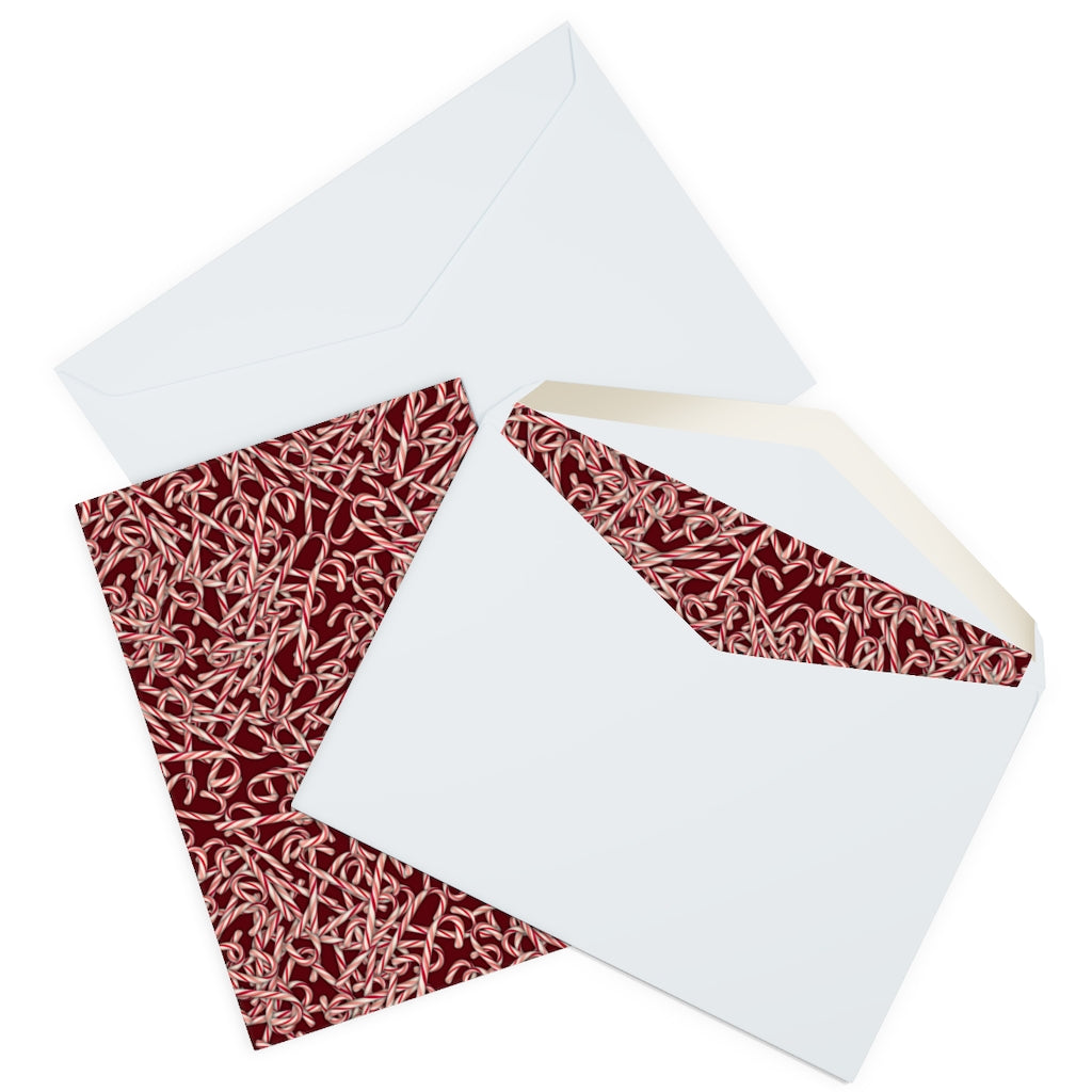 Candy Cane Pattern Greeting Cards (5 Pack)