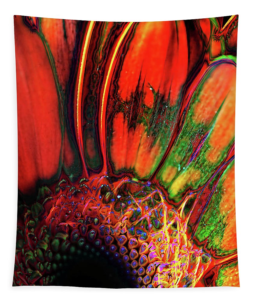 Abstract Orange Daisy - Tapestry