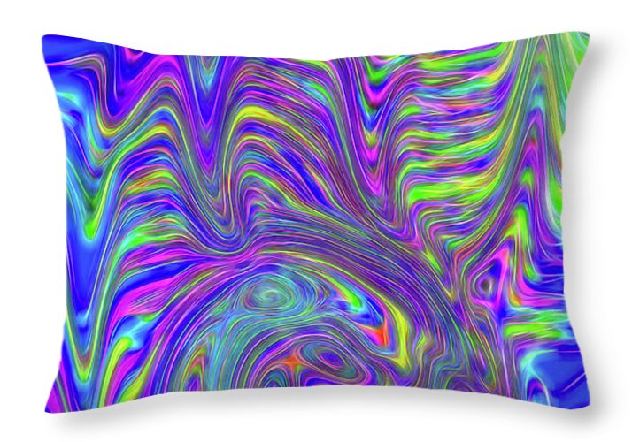 Abstract With Blue - Throw Pillow