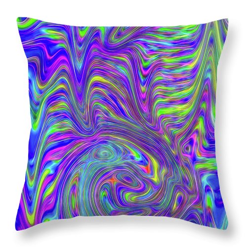 Abstract With Blue - Throw Pillow
