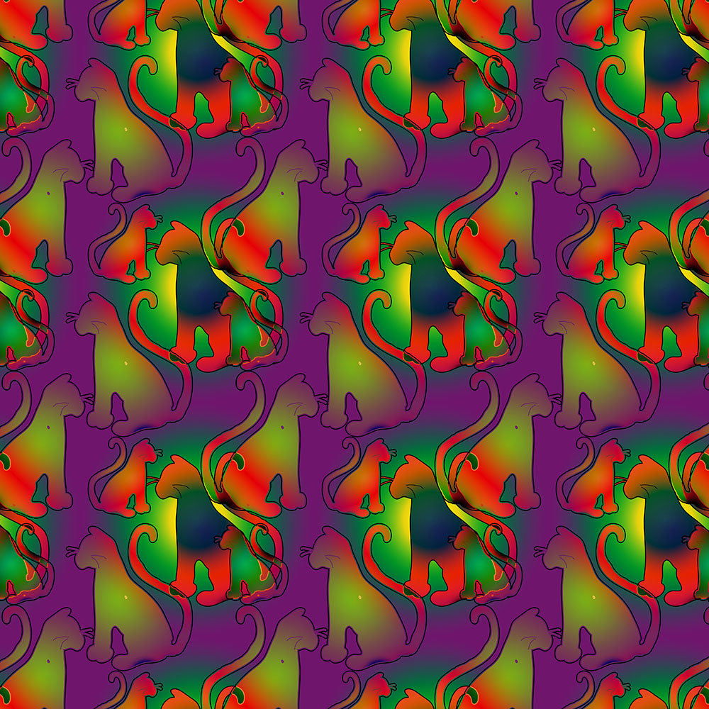 Abstract Rainbow Cats Pattern Digital Image Download