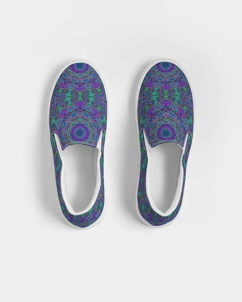 Blue Green Purple Kaleidoscope Women's Slip-On Canvas Shoe