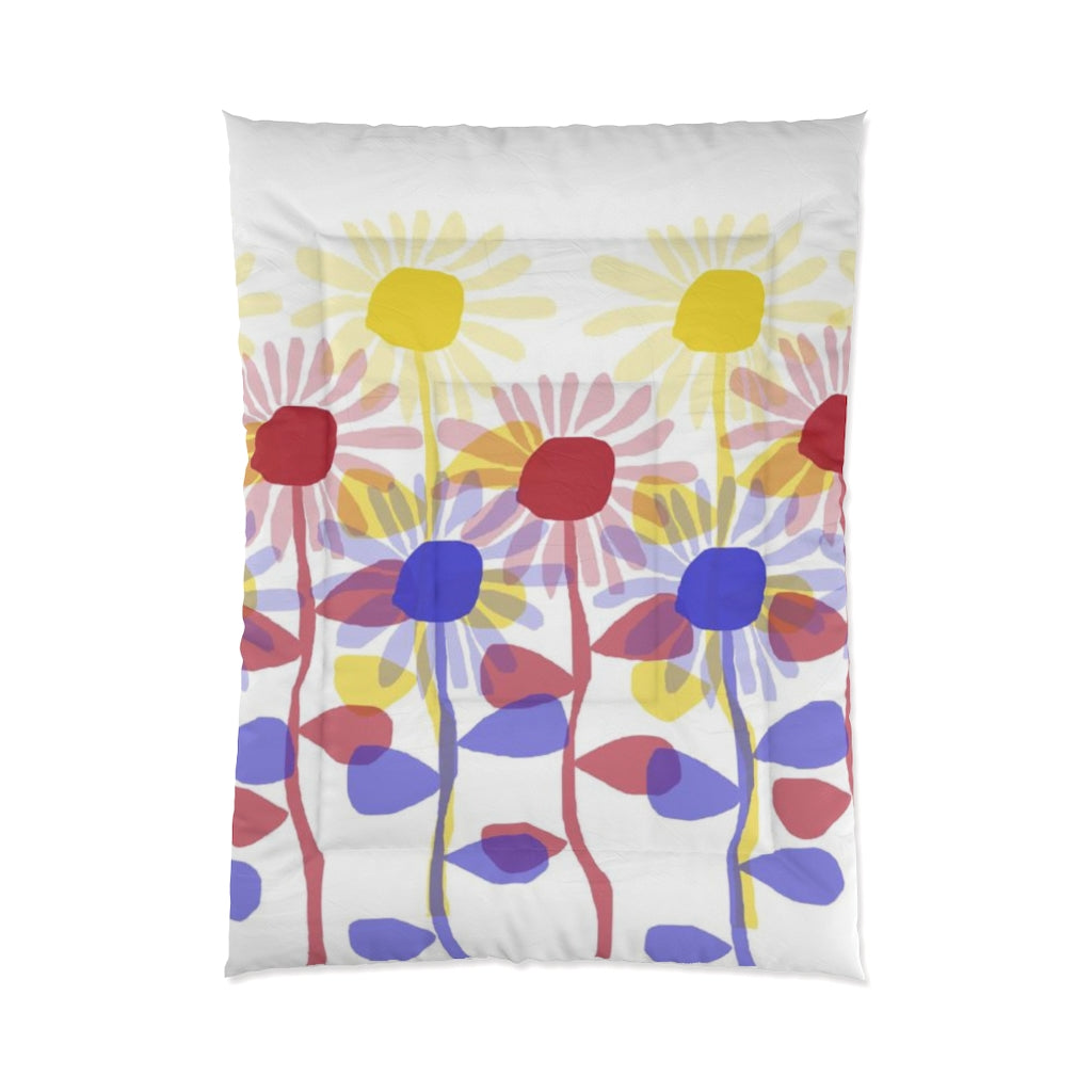 Red Yellow Blue Sunflowers Comforter