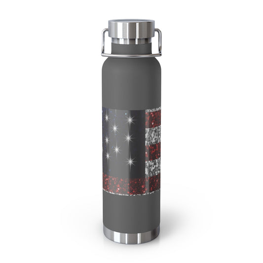 American Flag In Glitter 22oz Vacuum Insulated Bottle