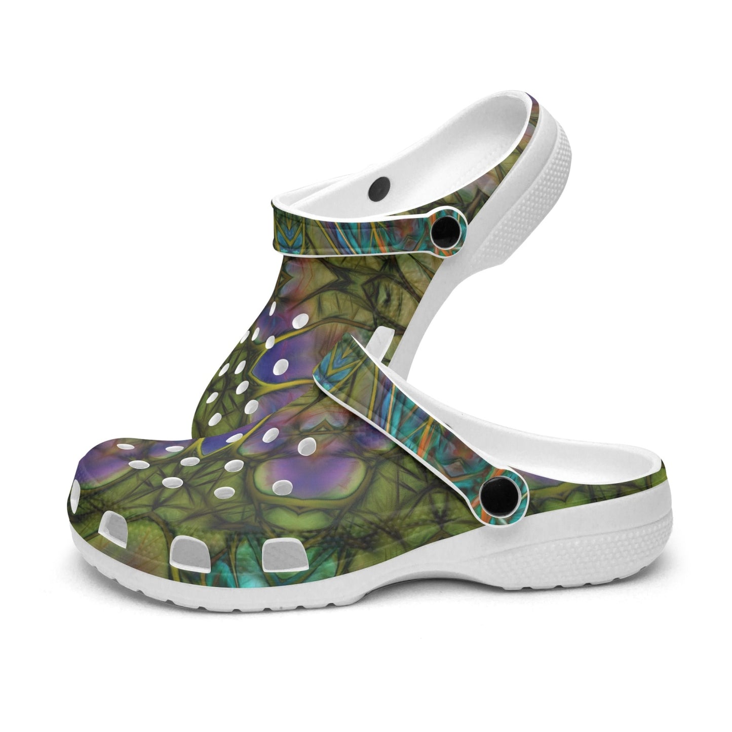 Green Kaleidoscope 413. All Over Printed Clogs