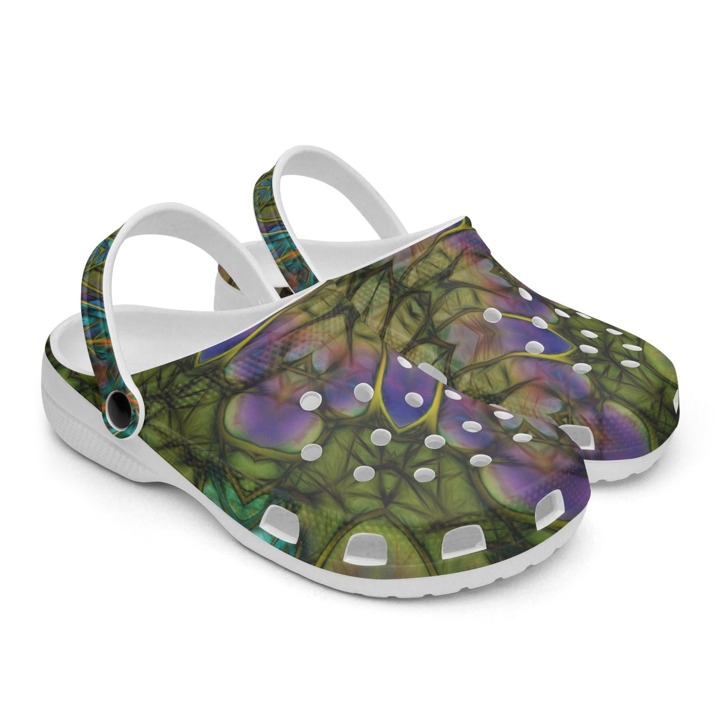 Green Kaleidoscope 413. All Over Printed Clogs