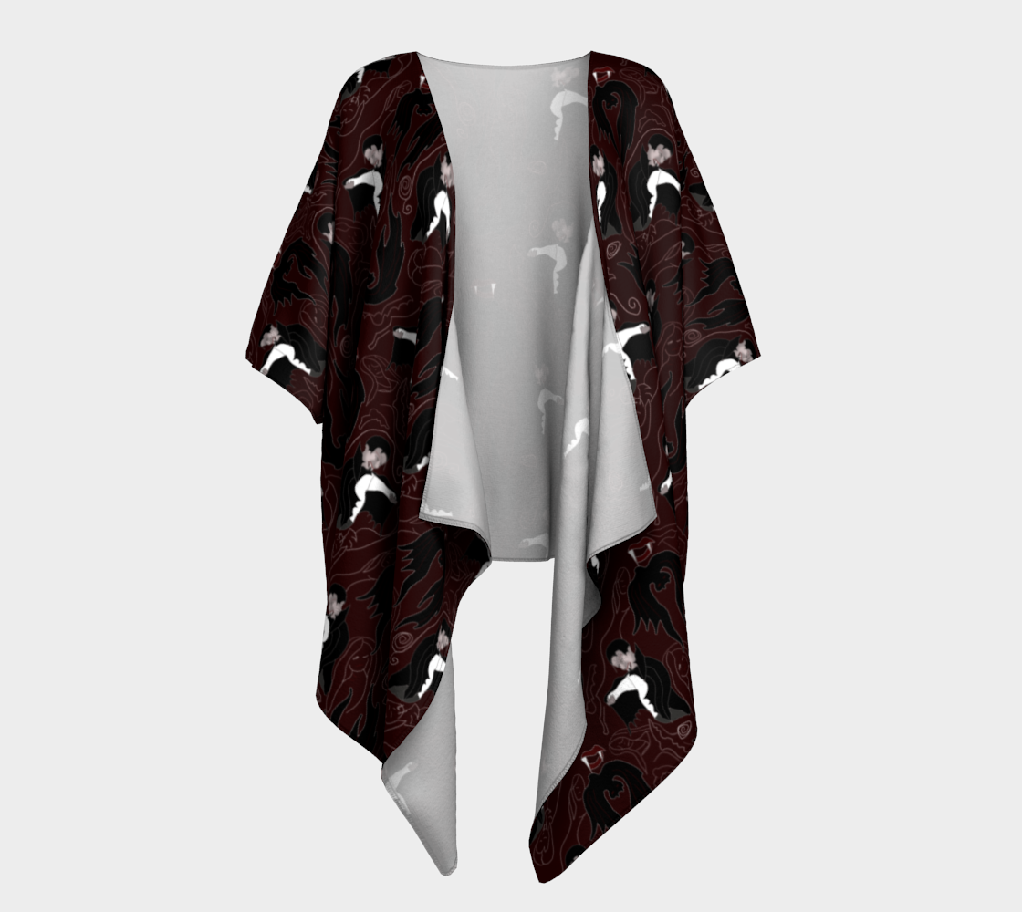 Vampire Pattern Draped Kimono