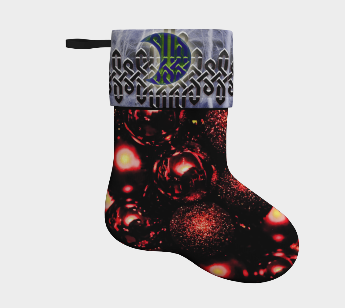 Celtic Moon Red Baubles Holiday Stocking