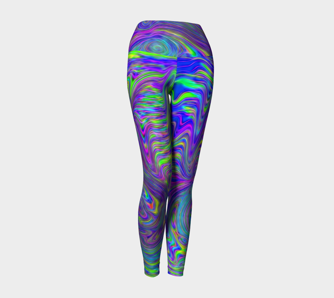 Abstract With Blue Yoga Leggings