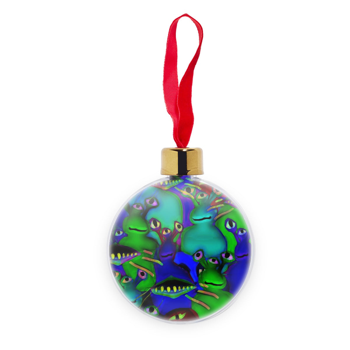 Aliens Collage Transparent Christmas bauble