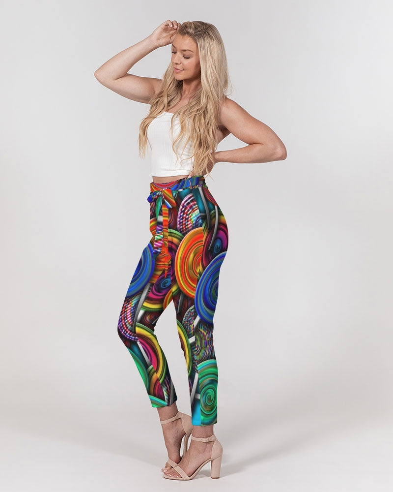 Colorful Lollipops Women's Belted Tapered Pants