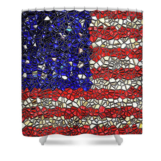 American Flag Mosaic - Shower Curtain