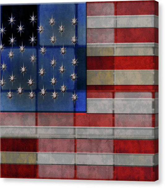American Flag Quilt - Canvas Print