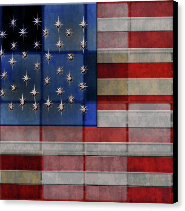American Flag Quilt - Canvas Print