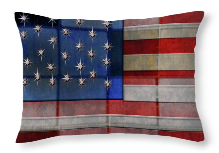 American Flag Quilt - Throw Pillow