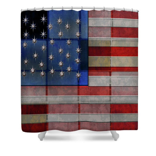 American Flag Quilt - Shower Curtain