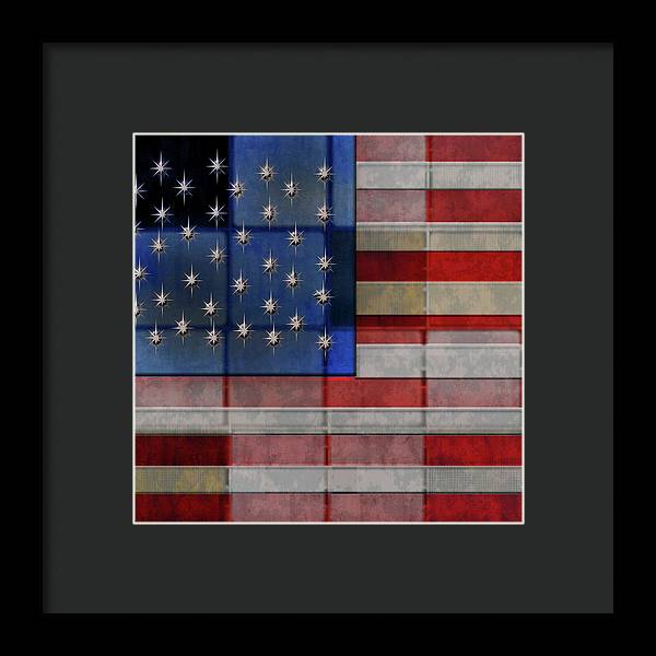 American Flag Quilt - Framed Print
