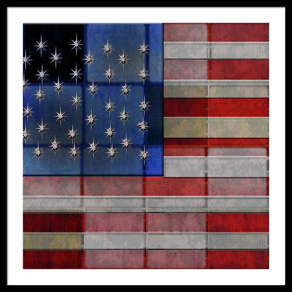 American Flag Quilt - Framed Print