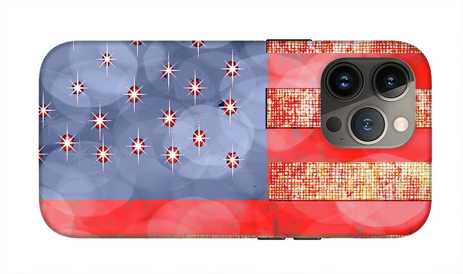 American Flag With Bokeh Lights - Phone Case