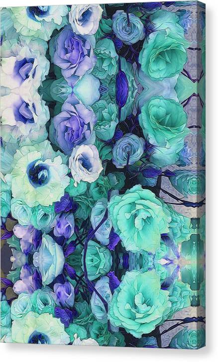 Aqua Flower Kaleidoscope - Canvas Print