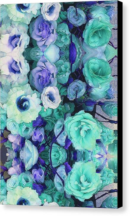 Aqua Flower Kaleidoscope - Canvas Print