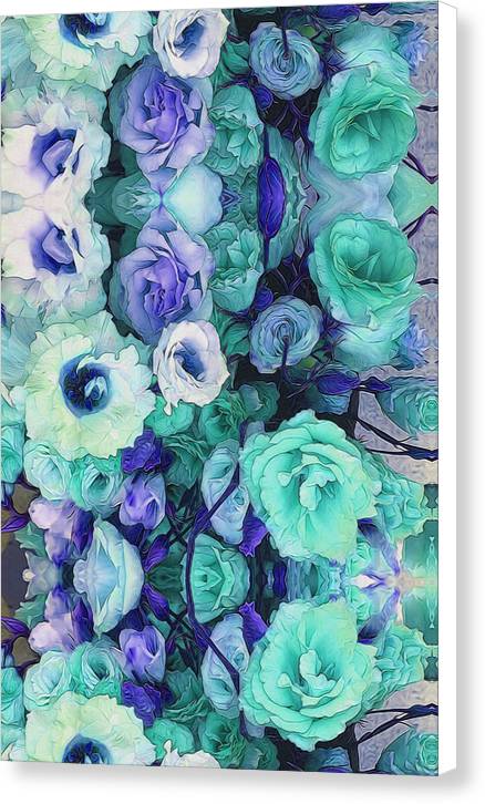 Aqua Flower Kaleidoscope - Canvas Print