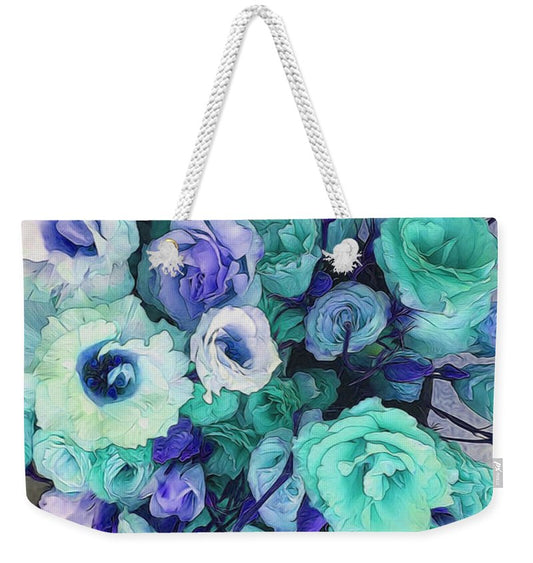 Aqua Flower Kaleidoscope - Weekender Tote Bag
