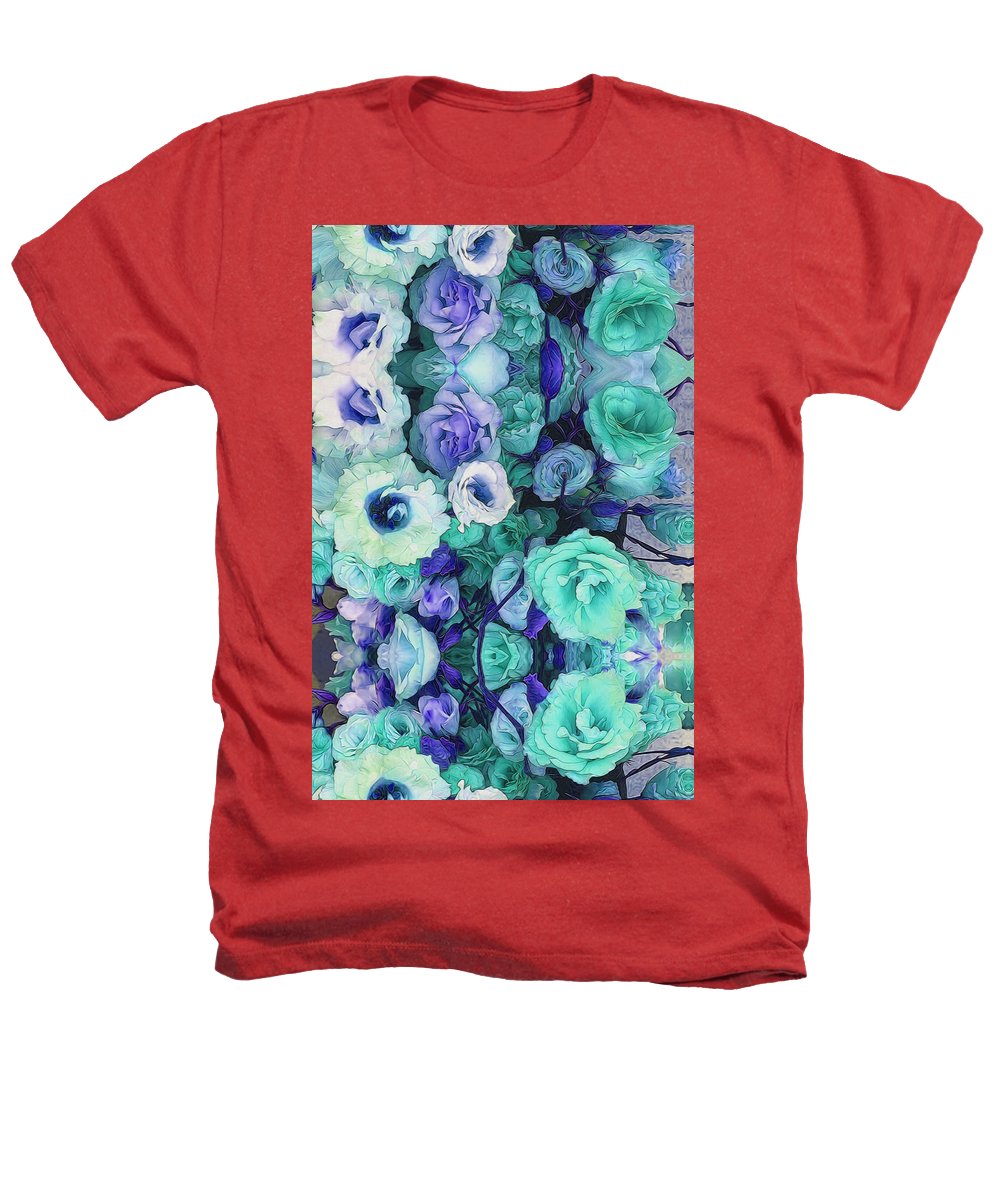 Aqua Flower Kaleidoscope - Heathers T-Shirt